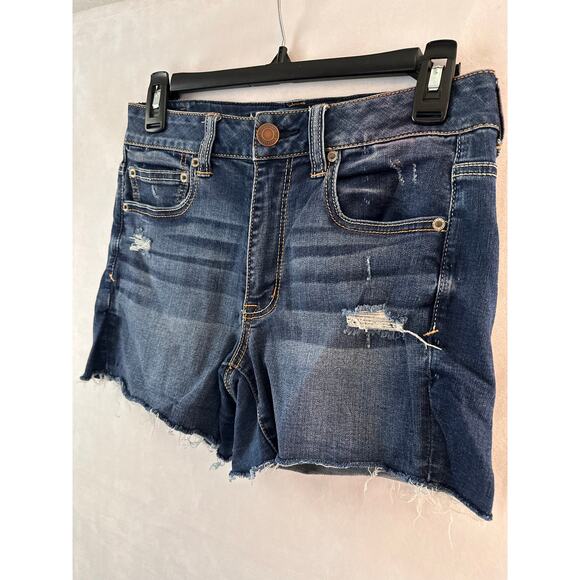 American Eagle Women’s High Rise Shortie Jean Shorts Super Super Stretch Denim 6 - Picture 2 of 5
